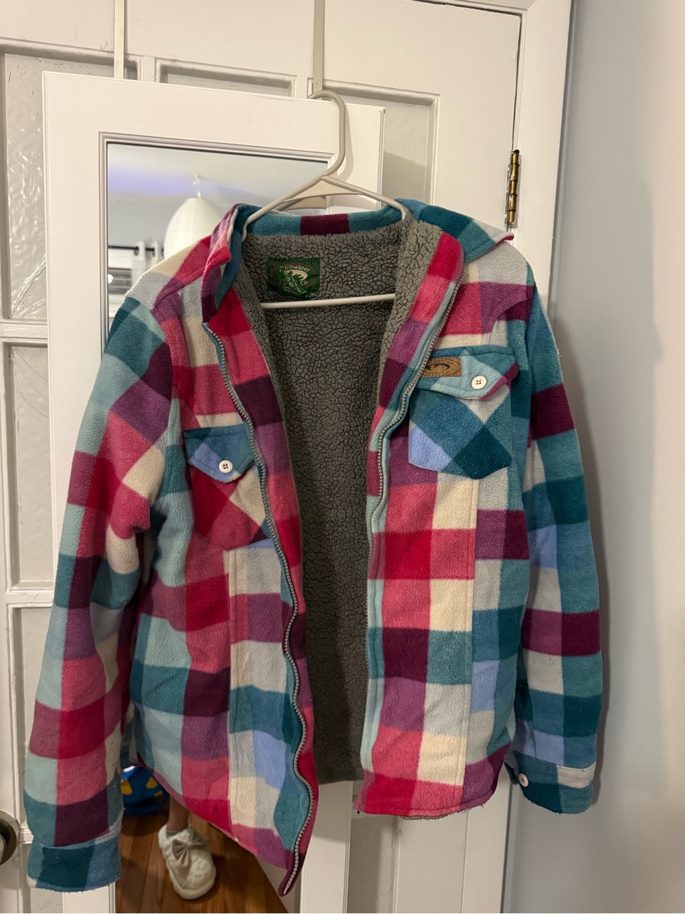 Girls Multicolor Plaid Sherpa-Lined Jacket